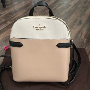 Kate Spade Cream and Black Backpack with Color-Blocked Design